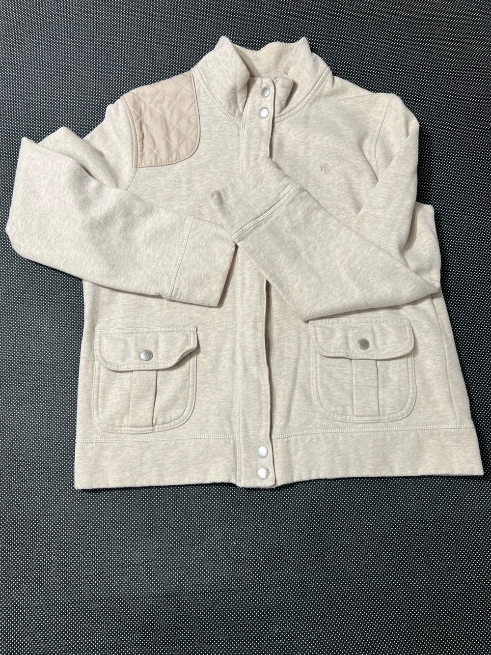 Ralph Lauren Cream Quilted-Shoulder Pocket Hoodie Jacket